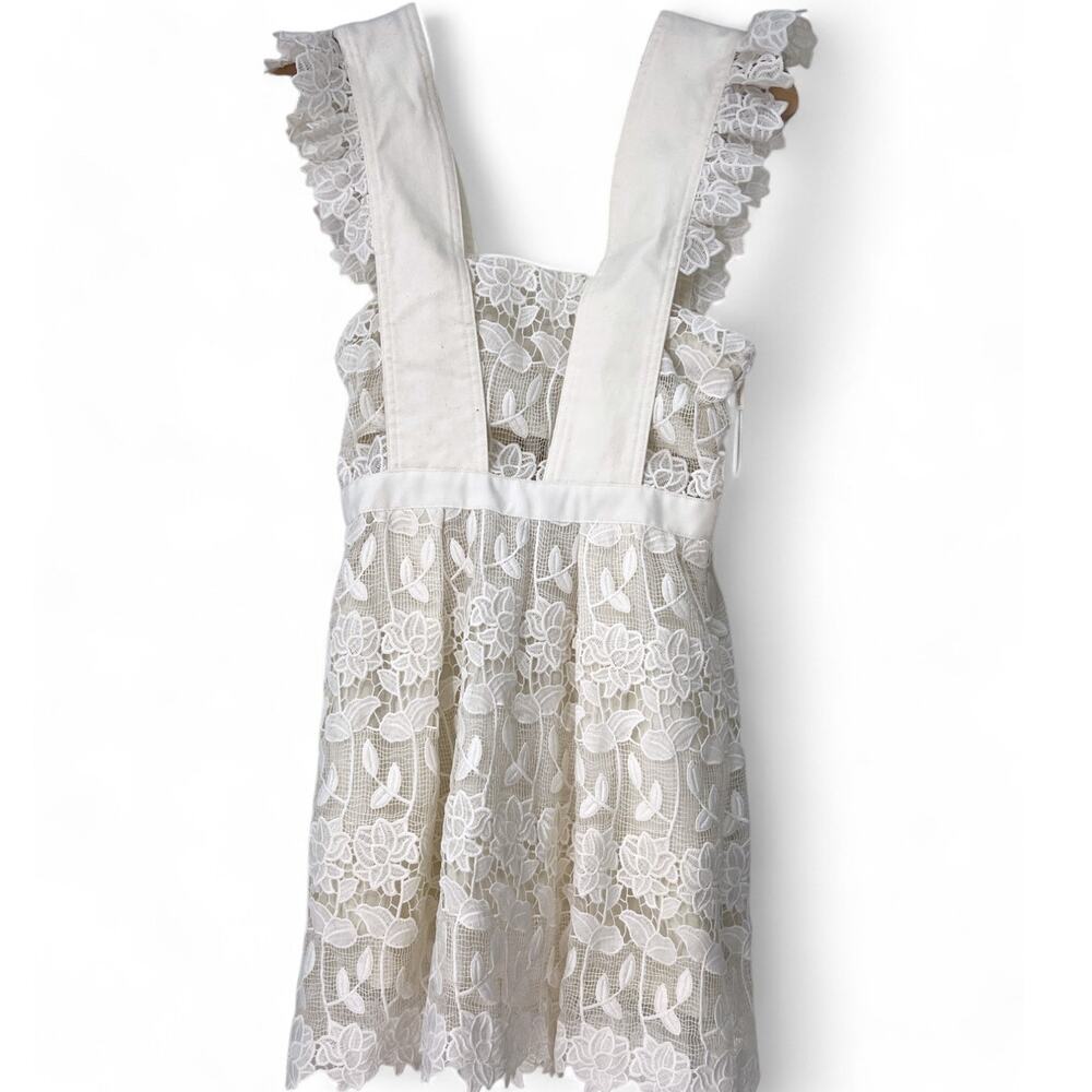 Self-Portrait x Revolve | NWT | 2 | Frilled A-Line White Lace Apron Ruffle Dress - Picture 7 of 7